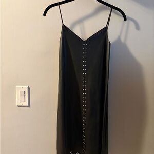 Blank NYC Black Stud-Trim Slip Mini Dress vegan leather medium worn once lik new